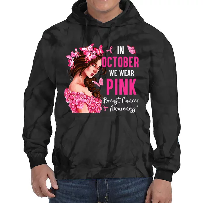 Wear Pink Breast Cancer Awareness Warrior  Pink Ribbon Tie Dye Hoodie