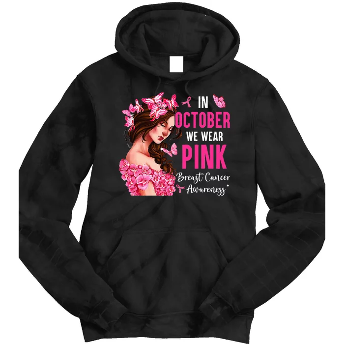 Wear Pink Breast Cancer Awareness Warrior  Pink Ribbon Tie Dye Hoodie