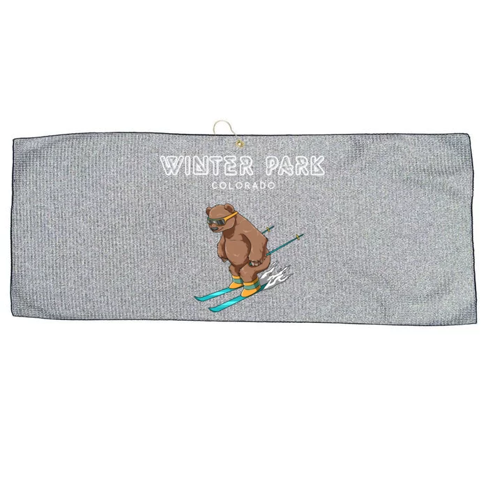 Winter Park Colorado Funny Ski Grizzly Bear Gift Large Microfiber Waffle Golf Towel