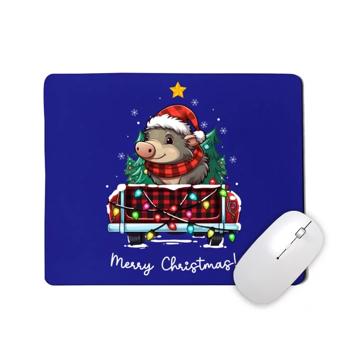 Warty Pig Christmas Truck Plaid Funny Xmas Tree Gift Mousepad