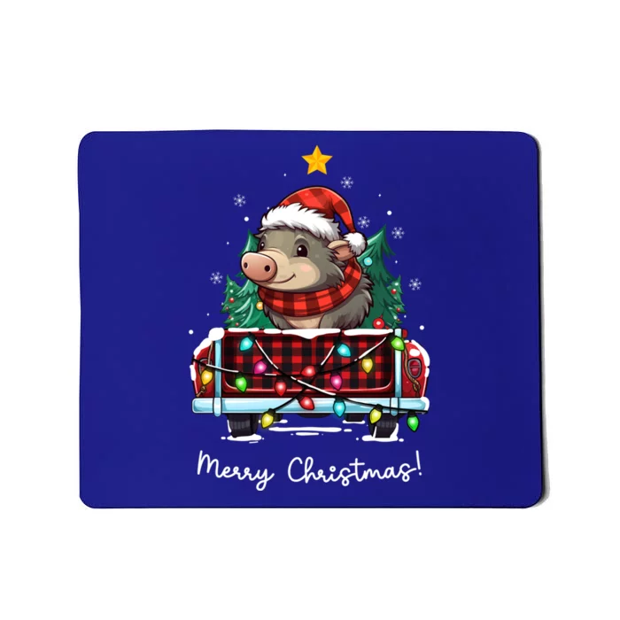 Warty Pig Christmas Truck Plaid Funny Xmas Tree Gift Mousepad