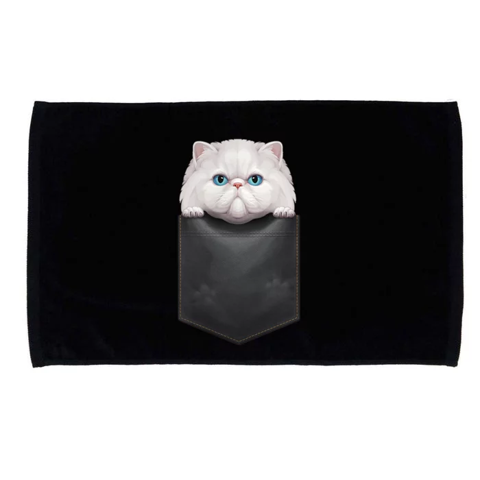 White Persian Cat In Chest Pocket Microfiber Hand Towel