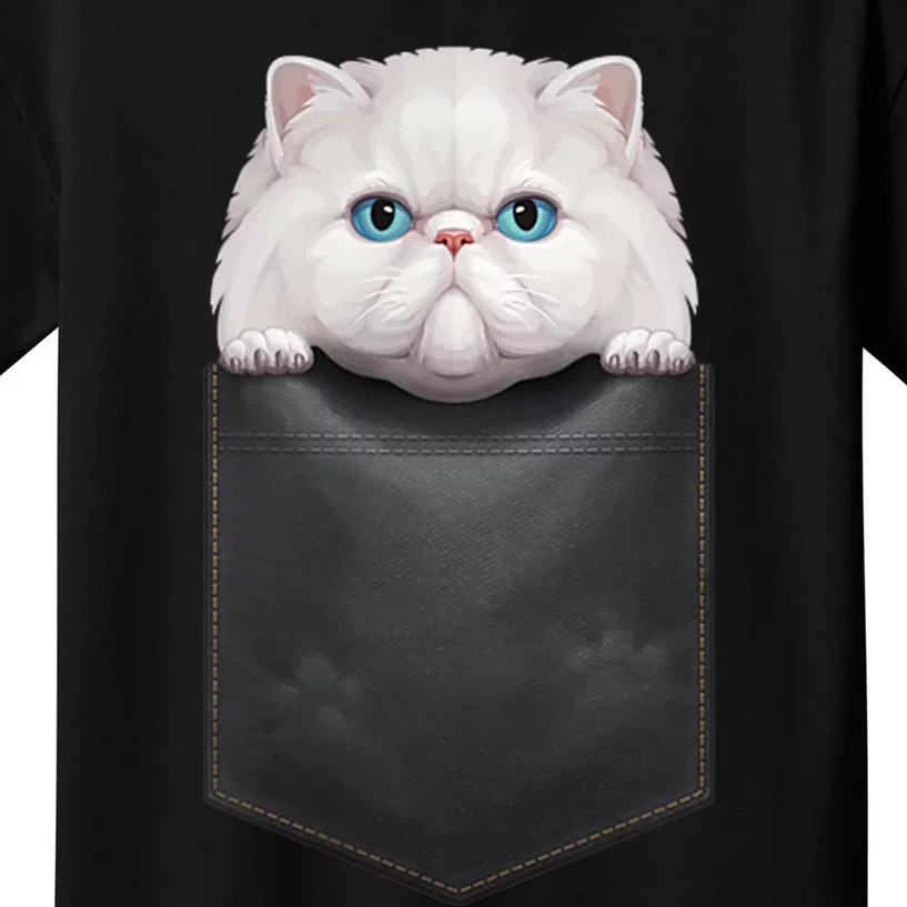 White Persian Cat In Chest Pocket Kids T-Shirt