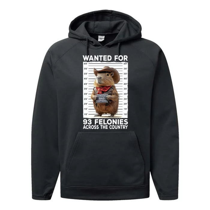 Wanted Poster Capybara Mugshot Funny Capybara Performance Fleece Hoodie