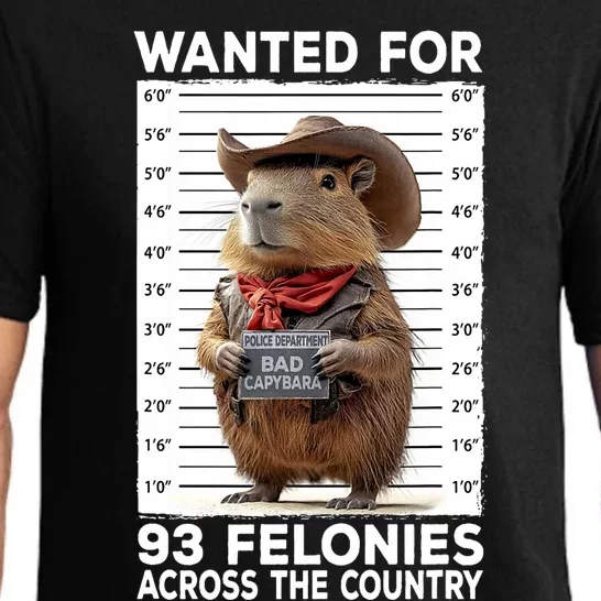 Wanted Poster Capybara Mugshot Funny Capybara Pajama Set