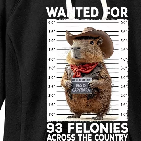 Wanted Poster Capybara Mugshot Funny Capybara Women's Fleece Hoodie