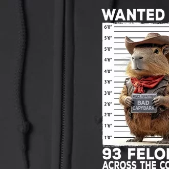 Wanted Poster Capybara Mugshot Funny Capybara Full Zip Hoodie