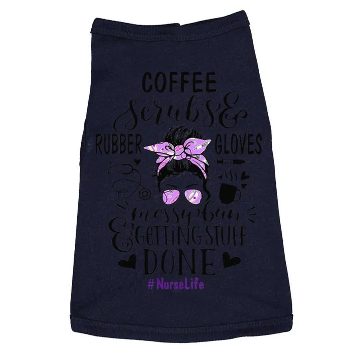 Womens Ph Cute Messy Bun Nurse Life Nursing Coffee Doggie Tank