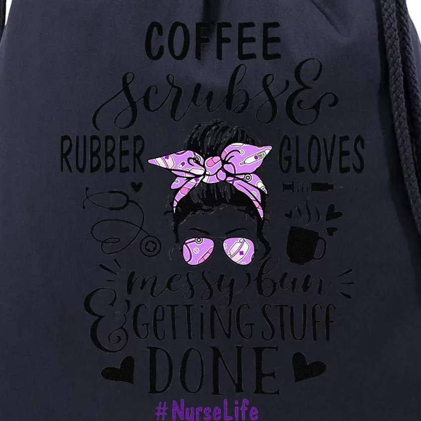 Womens Ph Cute Messy Bun Nurse Life Nursing Coffee Drawstring Bag