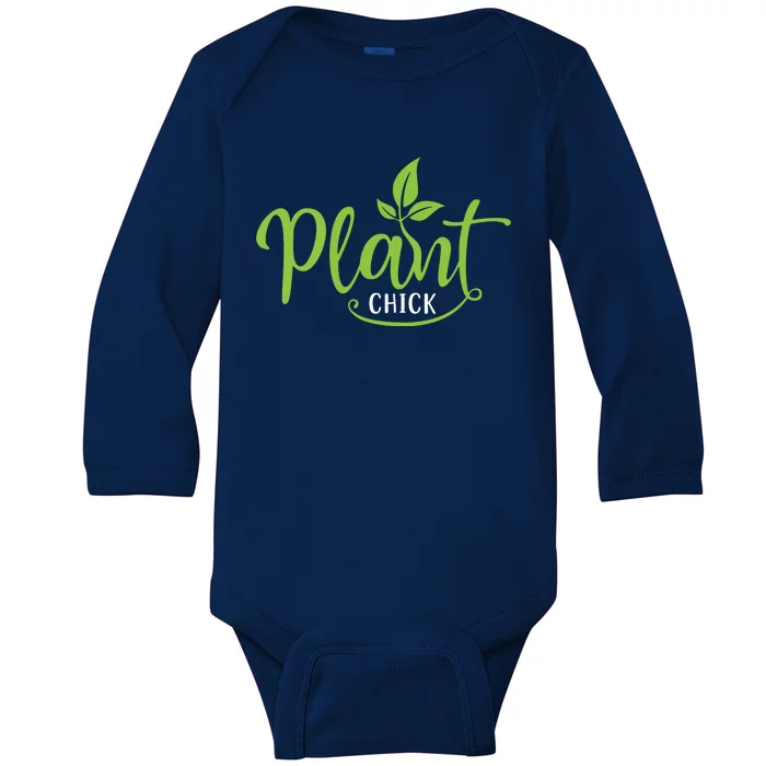 Womens Plant Chick Vegan Vegetarian Baby Long Sleeve Bodysuit