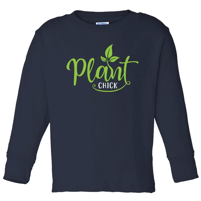 Womens Plant Chick Vegan Vegetarian Toddler Long Sleeve Shirt