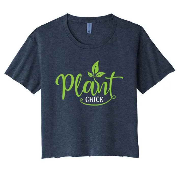 Womens Plant Chick Vegan Vegetarian Women's Crop Top Tee