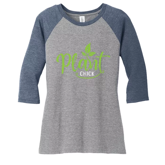 Womens Plant Chick Vegan Vegetarian Women's Tri-Blend 3/4-Sleeve Raglan Shirt