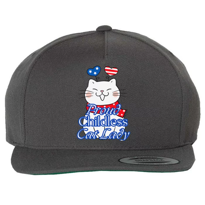 Women Proud Childless Cat Lady Patriotic Cute Kitty Gift Wool Snapback Cap