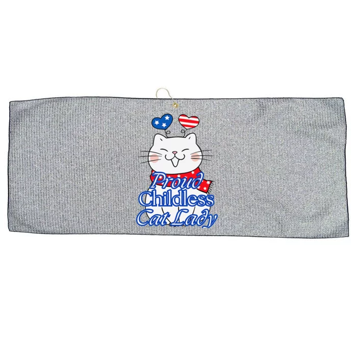 Women Proud Childless Cat Lady Patriotic Cute Kitty Gift Large Microfiber Waffle Golf Towel