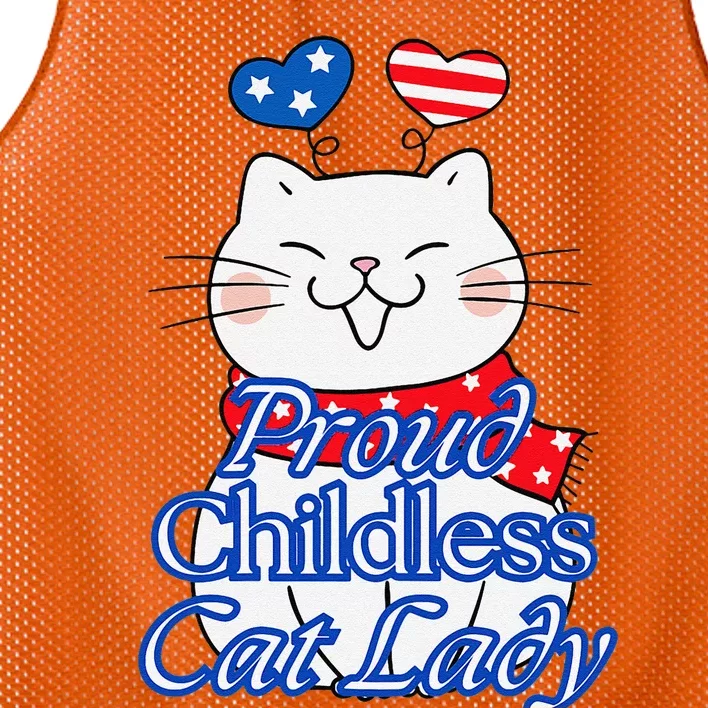 Women Proud Childless Cat Lady Patriotic Cute Kitty Gift Mesh Reversible Basketball Jersey Tank