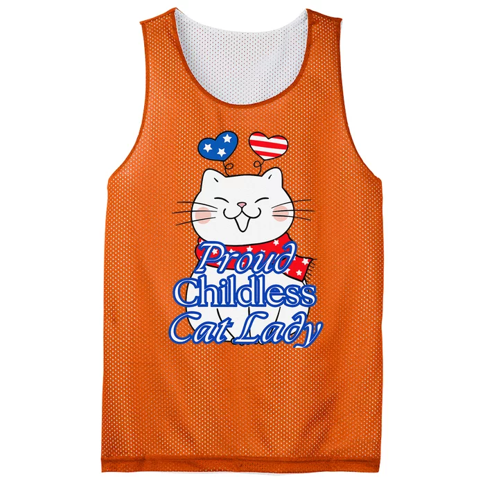 Women Proud Childless Cat Lady Patriotic Cute Kitty Gift Mesh Reversible Basketball Jersey Tank