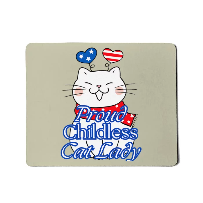 Women Proud Childless Cat Lady Patriotic Cute Kitty Gift Mousepad