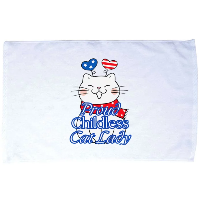 Women Proud Childless Cat Lady Patriotic Cute Kitty Gift Microfiber Hand Towel