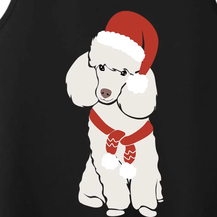 White Poodle Christmas Poodle Holiday Gift Performance Tank