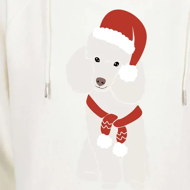 White Poodle Christmas Poodle Holiday Gift Womens Funnel Neck Pullover Hood