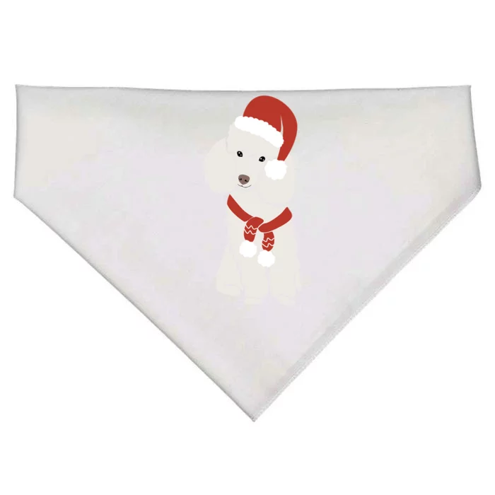 White Poodle Christmas Poodle Holiday Gift USA-Made Doggie Bandana