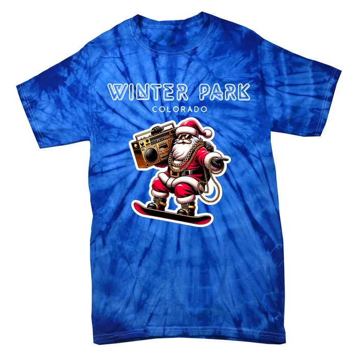 Winter Park Colorado Christmas Snowboard Santa Claus Funny Gift Tie-Dye T-Shirt