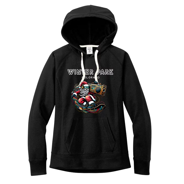 Winter Park Colorado Cool Snowboard Christmas Santa Gift Women's Fleece Hoodie