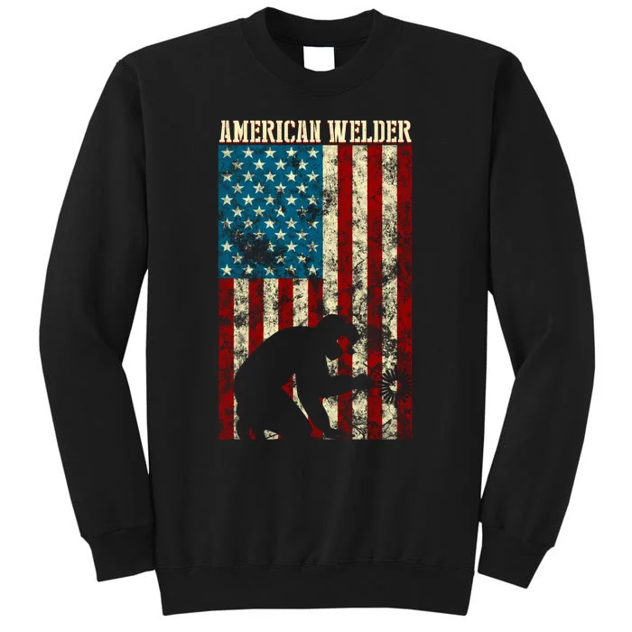 Welding Patriotic Distressed Usa American Flag Gift Welder Gift Sweatshirt