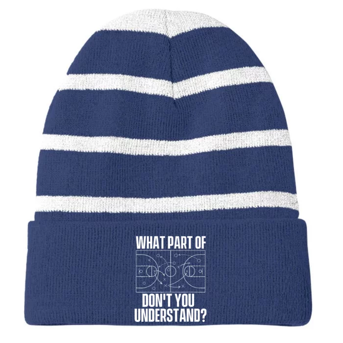 What Part Don't You Understand - Basketball Coach Striped Beanie with Solid Band