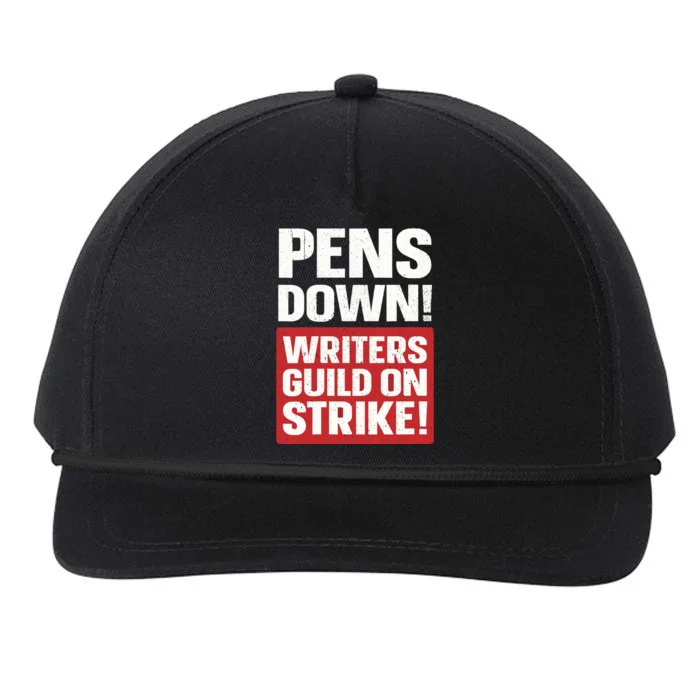 Wo Pens Down Writers Guild On Strike Anti AI Chatbots WGA V-Neck Snapback Five-Panel Rope Hat