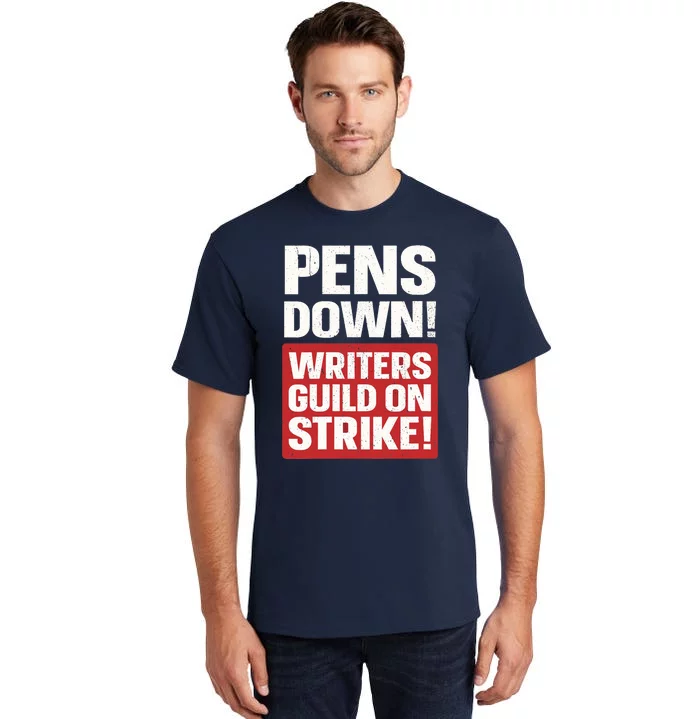 Wo Pens Down Writers Guild On Strike Anti AI Chatbots WGA V-Neck Tall T-Shirt