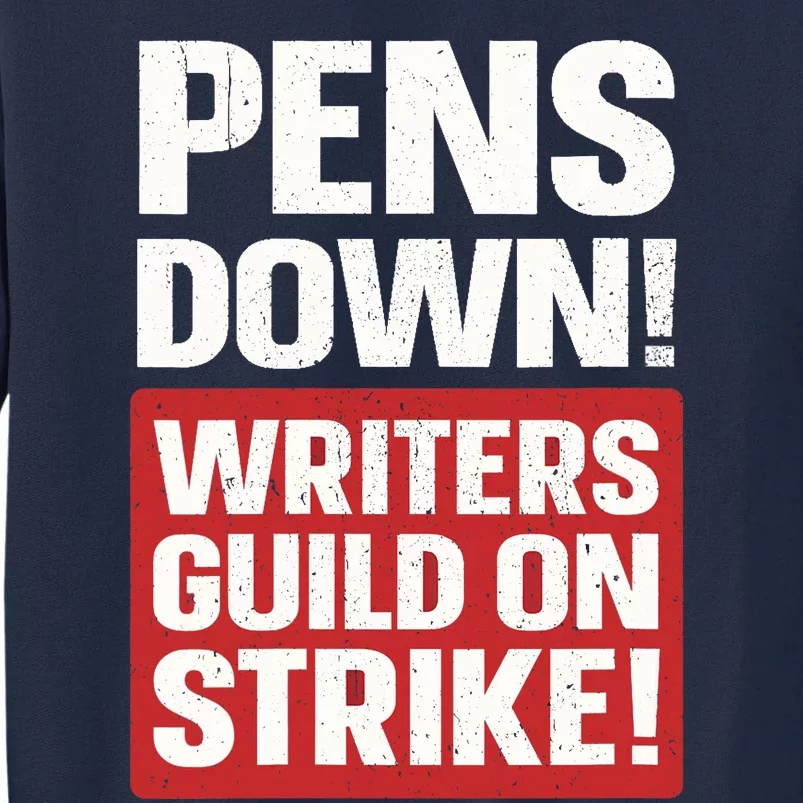 Wo Pens Down Writers Guild On Strike Anti AI Chatbots WGA V-Neck Tall Sweatshirt