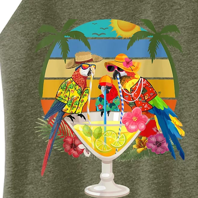 Wo Parrots Drinking Margarita On Summer Vacation Women’s Perfect Tri Rocker Tank