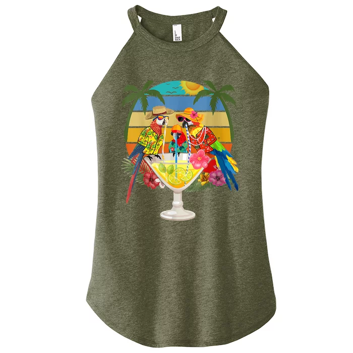 Wo Parrots Drinking Margarita On Summer Vacation Women’s Perfect Tri Rocker Tank