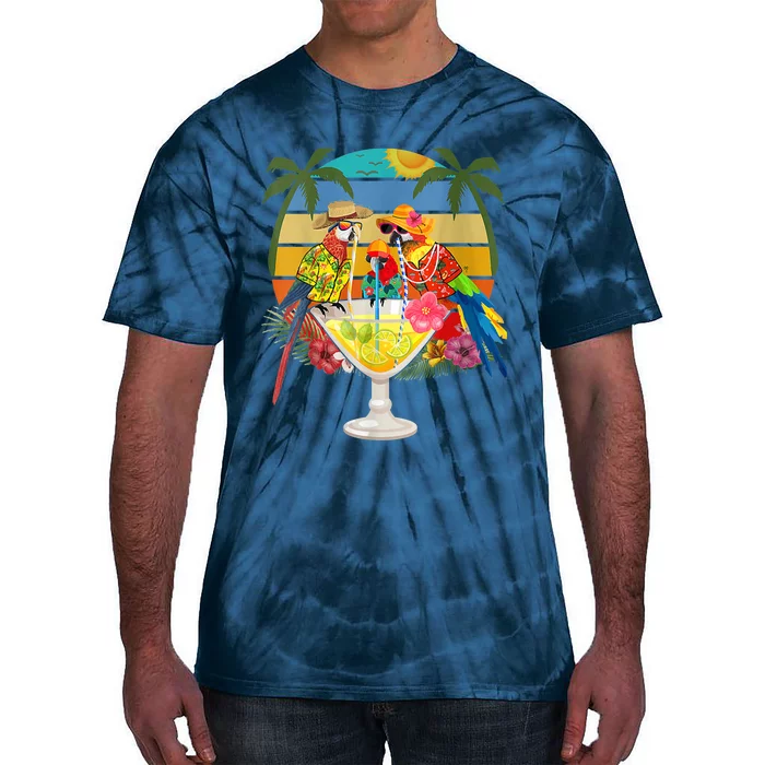 Wo Parrots Drinking Margarita On Summer Vacation Tie-Dye T-Shirt