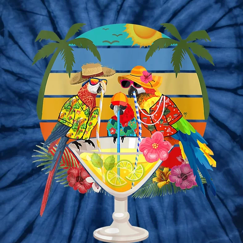 Wo Parrots Drinking Margarita On Summer Vacation Tie-Dye T-Shirt