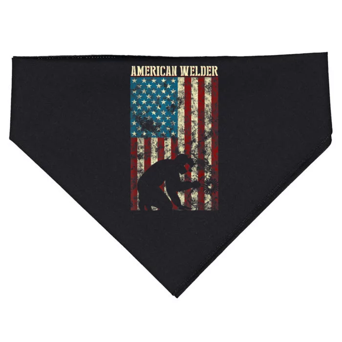 Welding Patriotic Distressed USA American Flag Gift Welder USA-Made Doggie Bandana