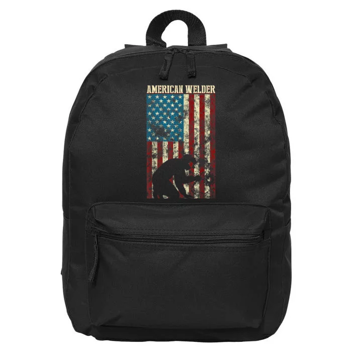 Welding Patriotic Distressed USA American Flag Gift Welder 16 in Basic Backpack