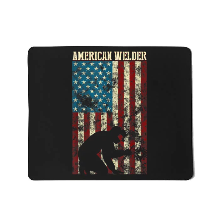 Welding Patriotic Distressed USA American Flag Gift Welder Mousepad