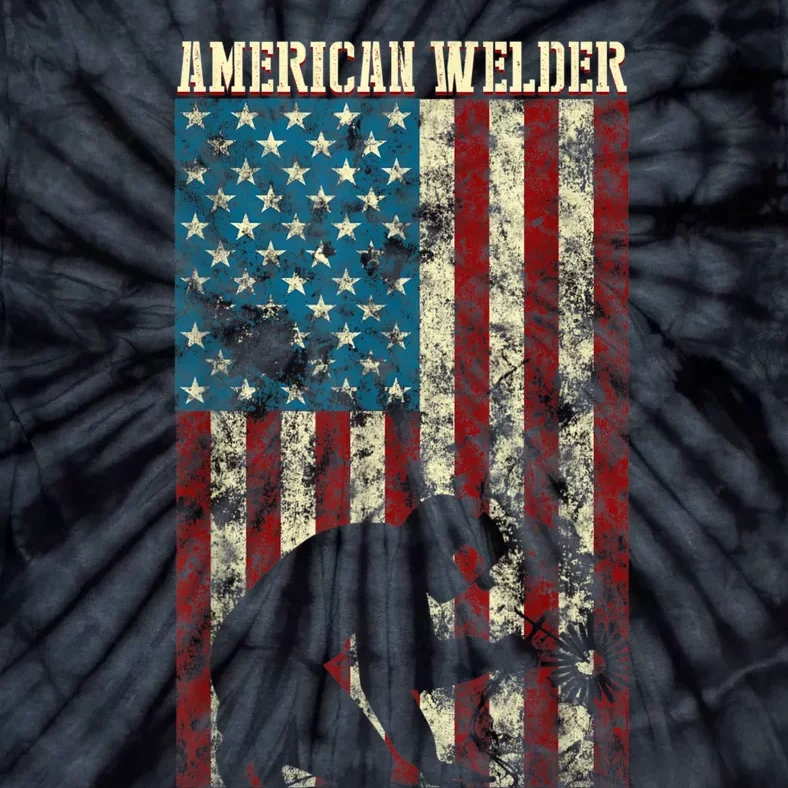 Welding Patriotic Distressed USA American Flag Gift Welder Tie-Dye T-Shirt