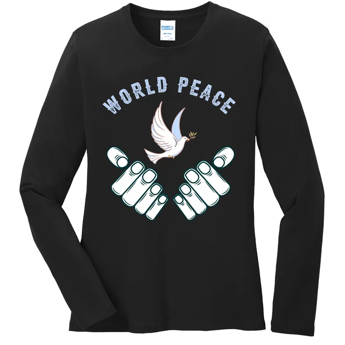 World Peace Emblem Ladies Long Sleeve Shirt