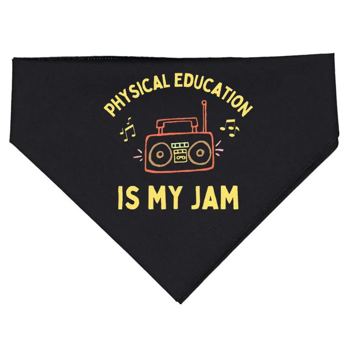 Womens Physical Education Is My Jam PE Teacher Appreciation USA-Made Doggie Bandana