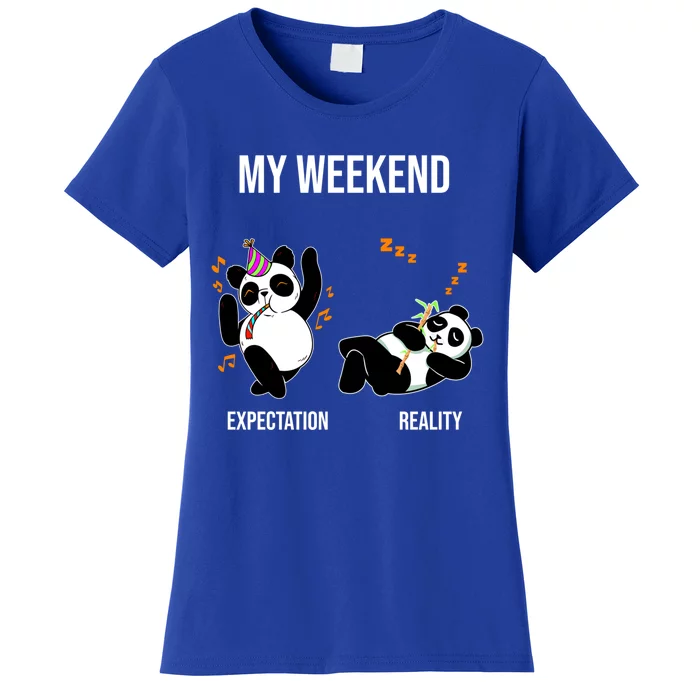 Weekend Panda Expectation Vs Reality Young Parents Gift Women's T-Shirt