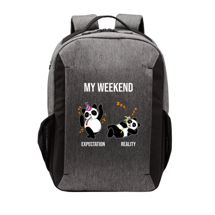 Weekend Panda Expectation Vs Reality Young Parents Gift Vector Backpack