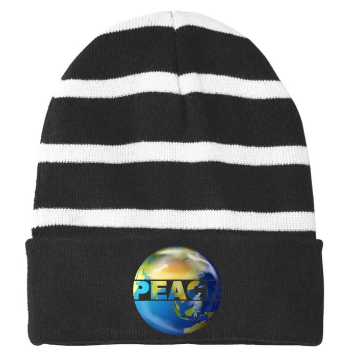 World Peace Earth Day Conscious Humanity Love & Kindness Striped Beanie with Solid Band