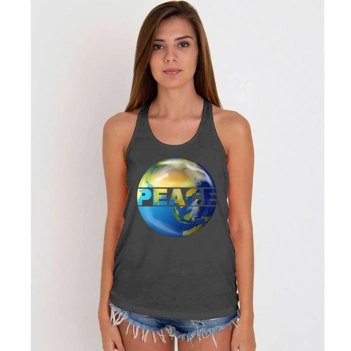 World Peace Earth Day Conscious Humanity Love & Kindness Women's Knotted Racerback Tank