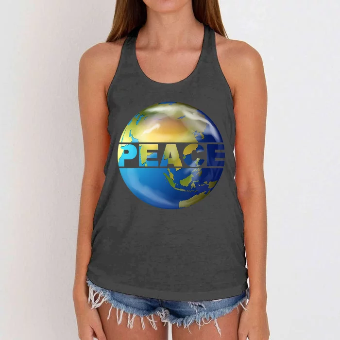 World Peace Earth Day Conscious Humanity Love & Kindness Women's Knotted Racerback Tank