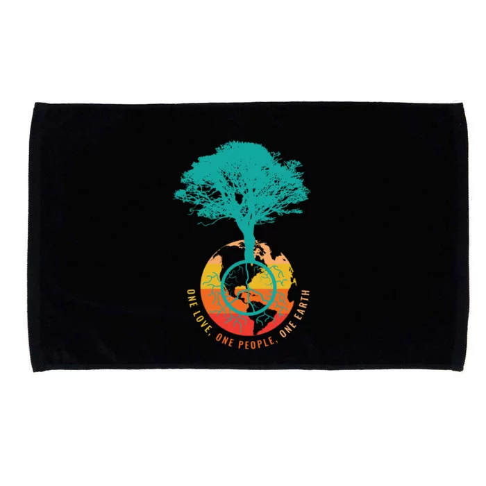 World Peace Earth Day Tree Love People 60s 70s Hippie Retro Cool Gift Microfiber Hand Towel