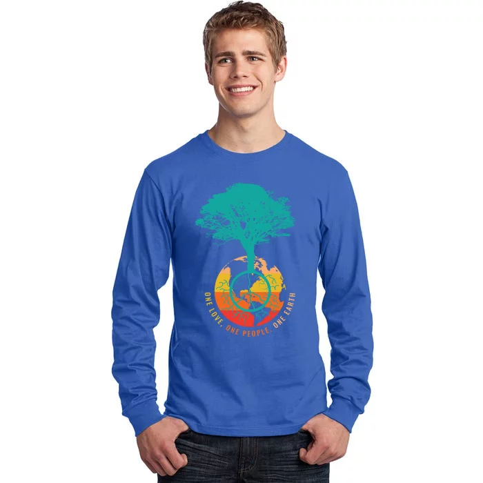 World Peace Earth Day Tree Love People 60s 70s Hippie Retro Cool Gift Tall Long Sleeve T-Shirt